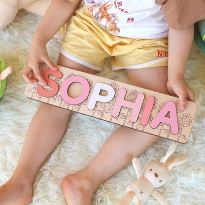Personalized Name Puzzle Girl | First Christmas Gifts For Toddlers | 1st Birthday Gifts | Montessori Toys | Baby Shower Gifts