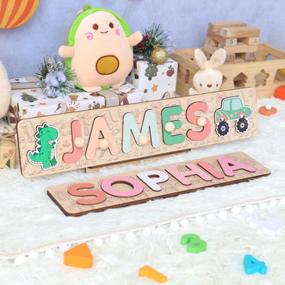 Personalized Name Puzzle Boy | First Christmas Gifts For Toddlers | 1st Birthday Gifts | Montessori Toys | Baby Shower Gifts