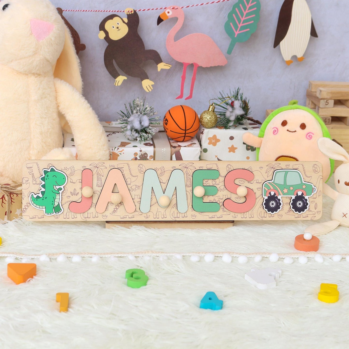 Personalized Name Puzzle Boy | First Christmas Gifts For Toddlers | 1st Birthday Gifts | Montessori Toys | Baby Shower Gifts
