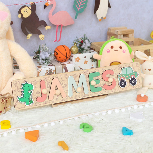 Personalized Name Puzzle Boy | First Christmas Gifts For Toddlers | 1st Birthday Gifts | Montessori Toys | Baby Shower Gifts