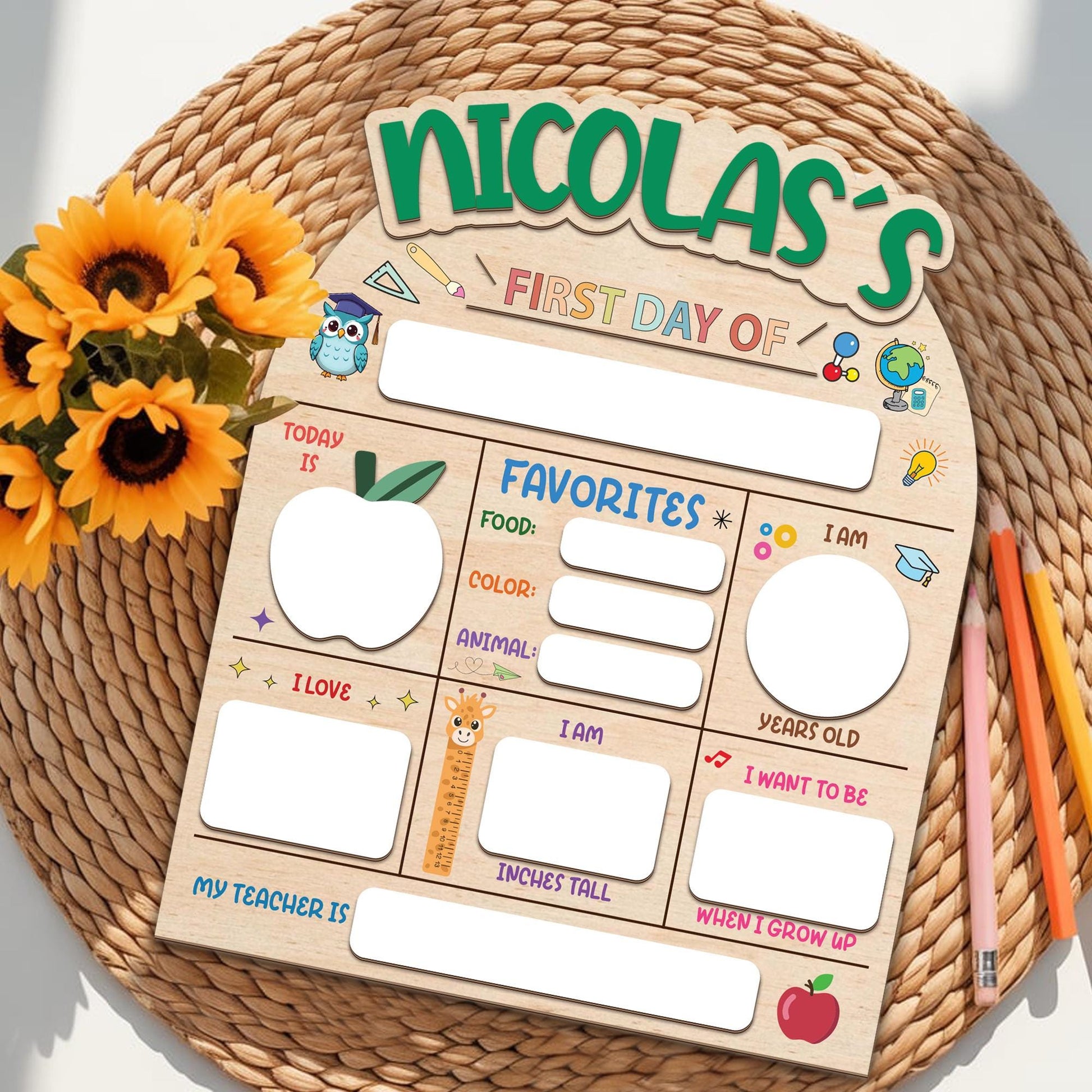 Personalized First And Last Day Of School Sign, Back to School Sign For Photos, Custom Name 1st Day Of School Board, 1st Day Of School Signs