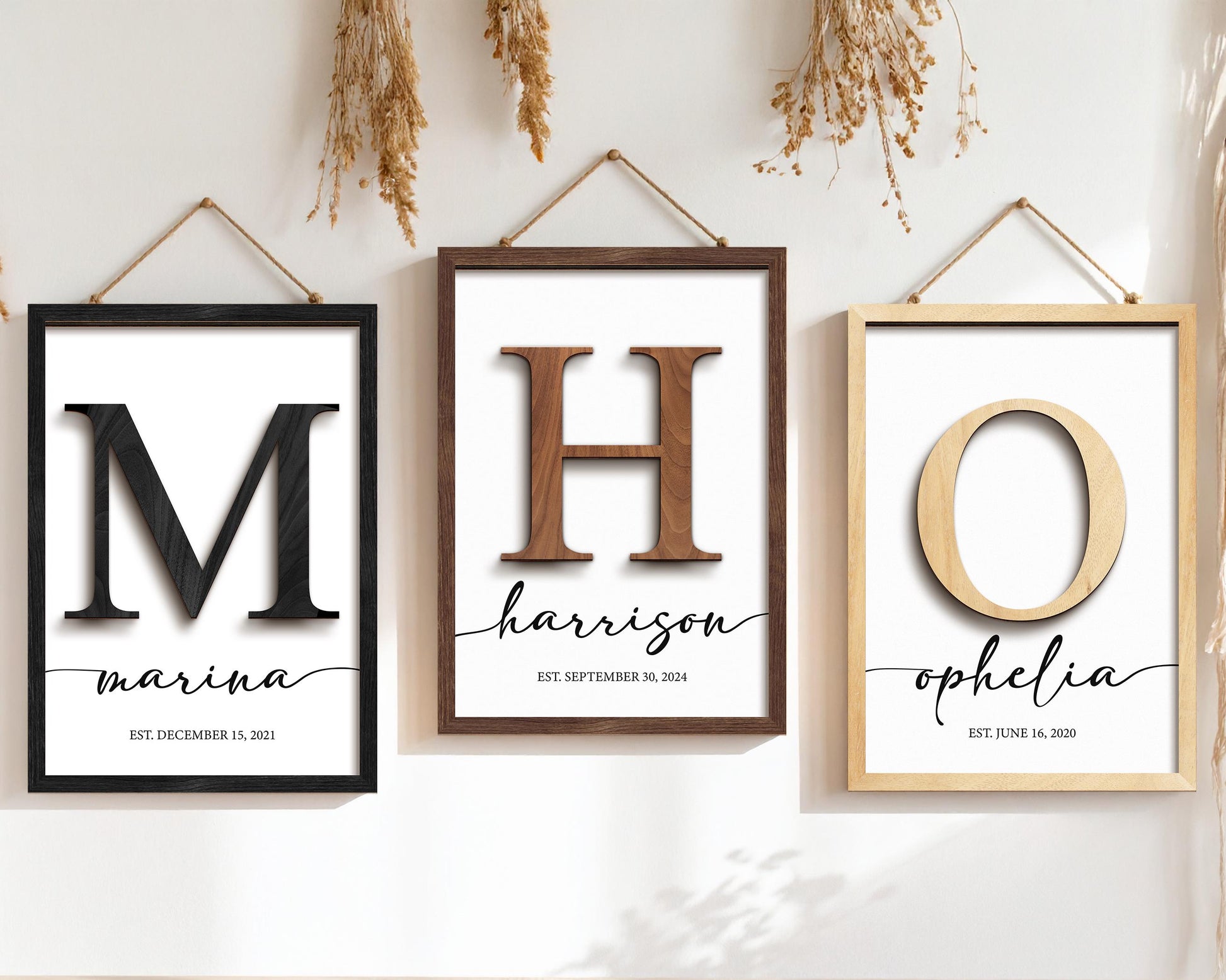 Personalized Family Name Sign,Wooden Frame,Wedding Gift,Anniversarie,Housewarming,Last Name Established Sign,Rustic Decor,First Home Gift