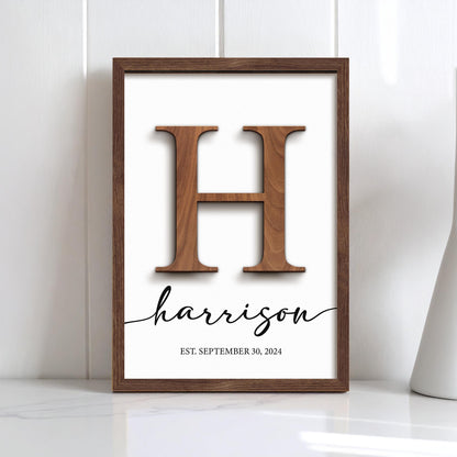 Personalized Family Name Sign,Wooden Frame,Wedding Gift,Anniversarie,Housewarming,Last Name Established Sign,Rustic Decor,First Home Gift