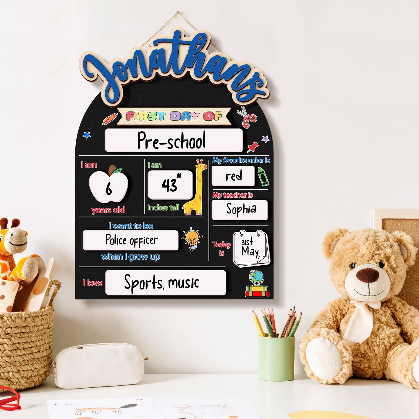 Custom First&Last Day of School Sign,Back to School Photo Prop for Kids,Kindergarten 1st Day of School,First Day  School Board,Name Sign