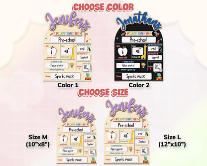 Custom First&Last Day of School Sign,Back to School Photo Prop for Kids,Kindergarten 1st Day of School,First Day  School Board,Name Sign