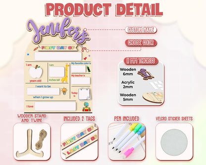 Custom First&Last Day of School Sign,Back to School Photo Prop for Kids,Kindergarten 1st Day of School,First Day  School Board,Name Sign