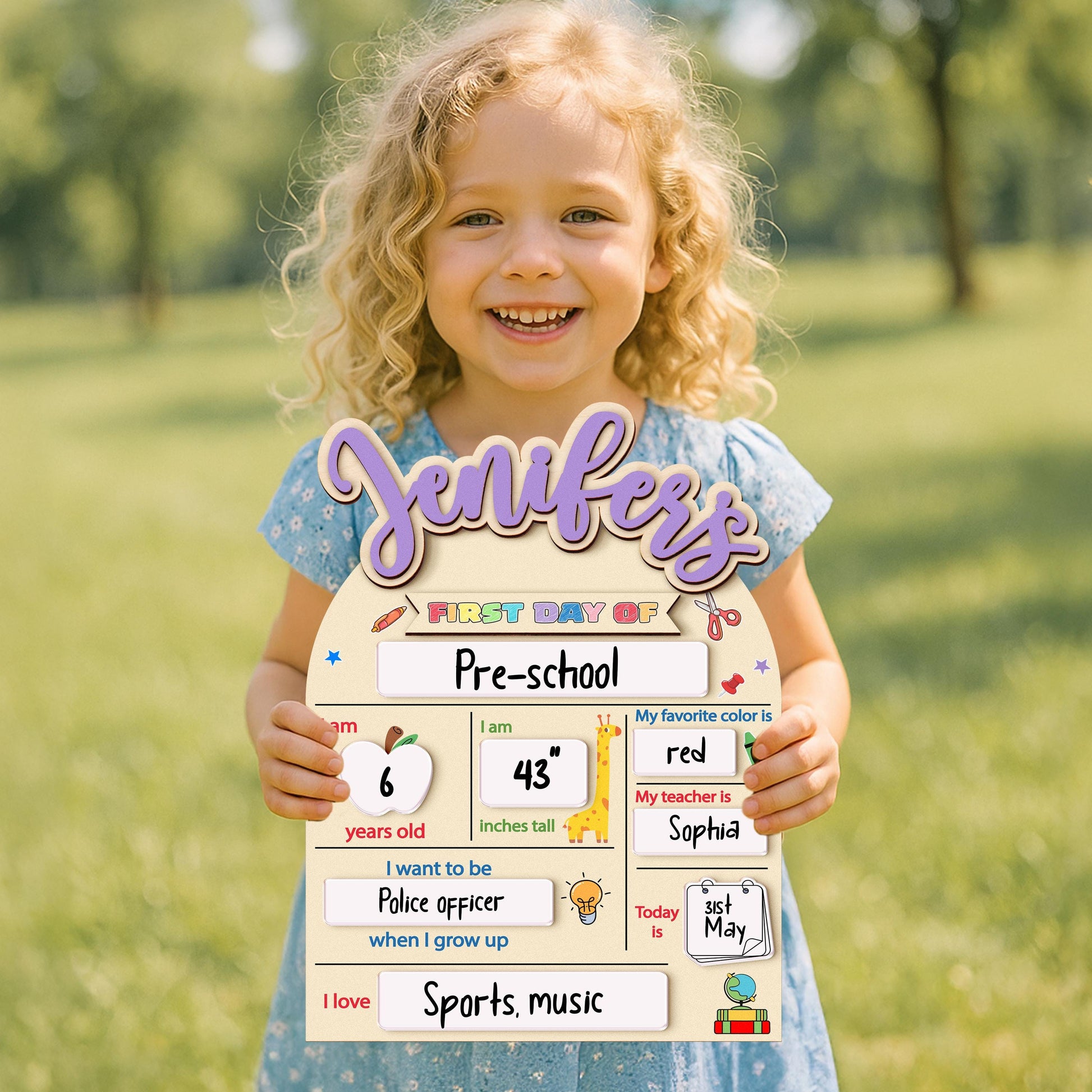 Custom First&Last Day of School Sign,Back to School Photo Prop for Kids,Kindergarten 1st Day of School,First Day  School Board,Name Sign