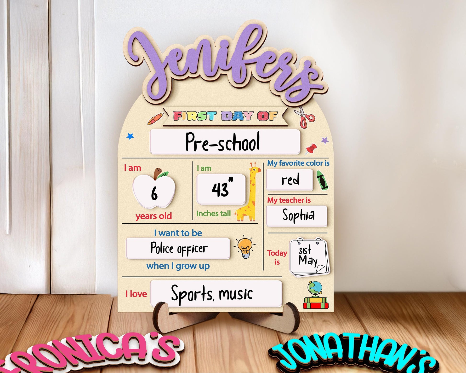 Custom First&Last Day of School Sign,Back to School Photo Prop for Kids,Kindergarten 1st Day of School,First Day  School Board,Name Sign