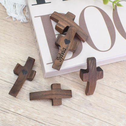 Personalized Wooden Cross,Small Pocket Thumb Crosses,Faith Cross,Prayer for Strength and Healing,Condolences Gift,Christian Party Favor