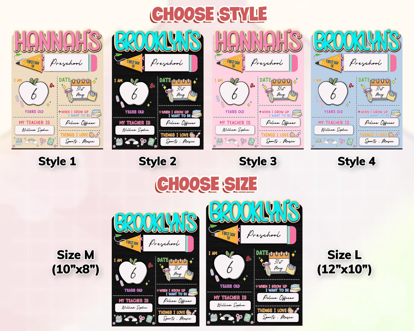 Custom First And Last Day School Sign,Back to School Sign,Preschool,Kindergarten 1st Day of School,Interchangable First Day Of School Board