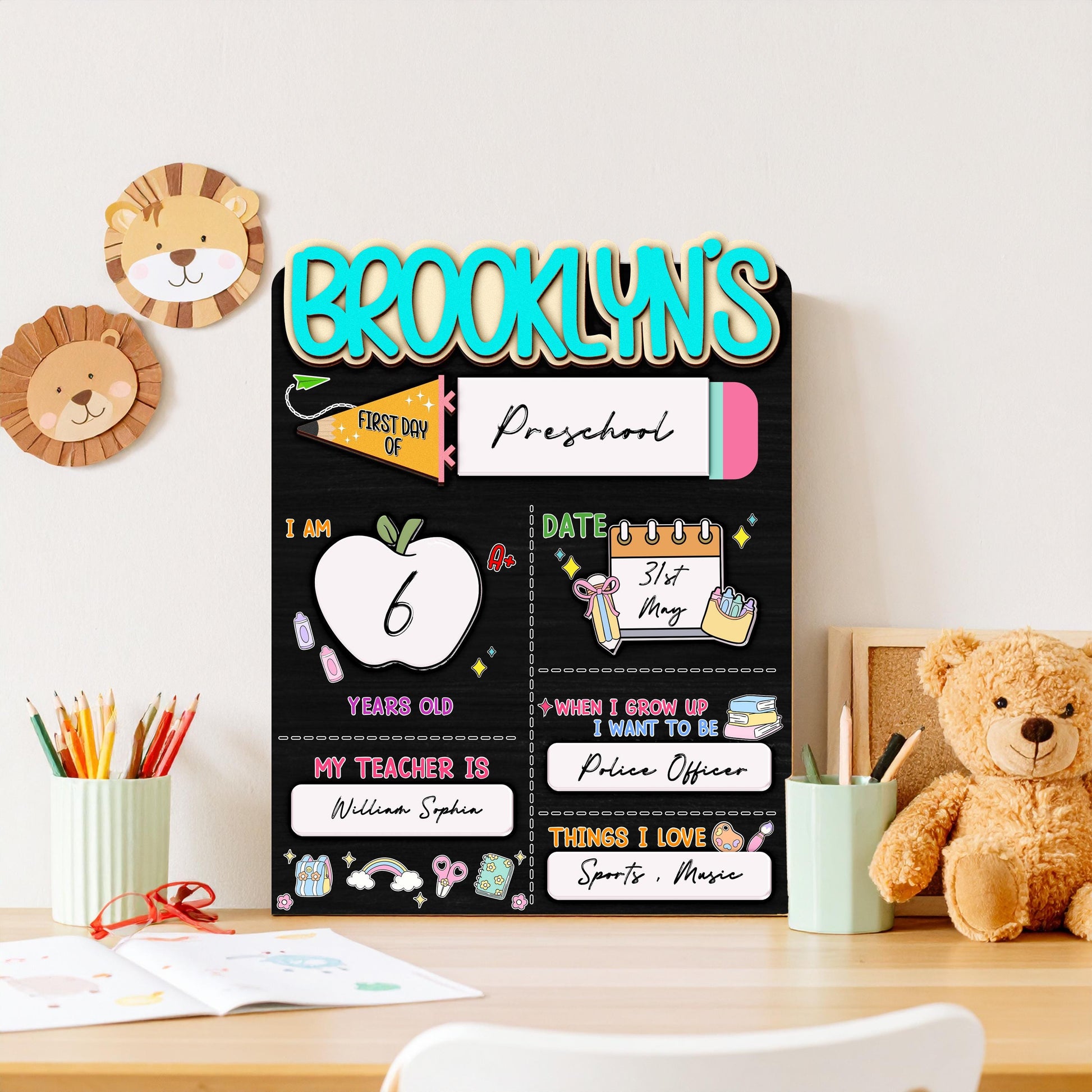 Custom First And Last Day School Sign,Back to School Sign,Preschool,Kindergarten 1st Day of School,Interchangable First Day Of School Board