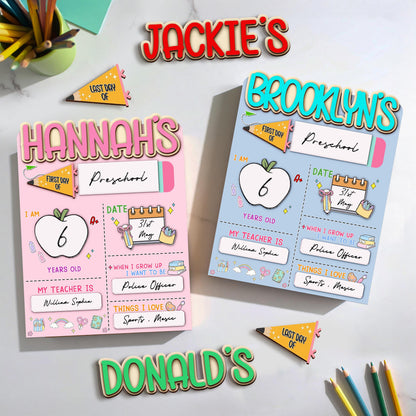 Custom First And Last Day School Sign,Back to School Sign,Preschool,Kindergarten 1st Day of School,Interchangable First Day Of School Board