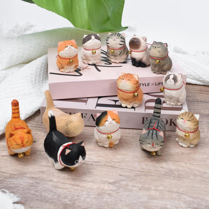 Handmade Wooden Cat Figurine,Small Wooden Cat Ornaments,Cute Desk Decor,Animal Lover Gift,Pet Memorial Gifts,Christmas Gifts
