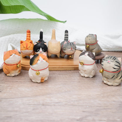 Handmade Wooden Cat Figurine,Small Wooden Cat Ornaments,Cute Desk Decor,Animal Lover Gift,Pet Memorial Gifts,Christmas Gifts