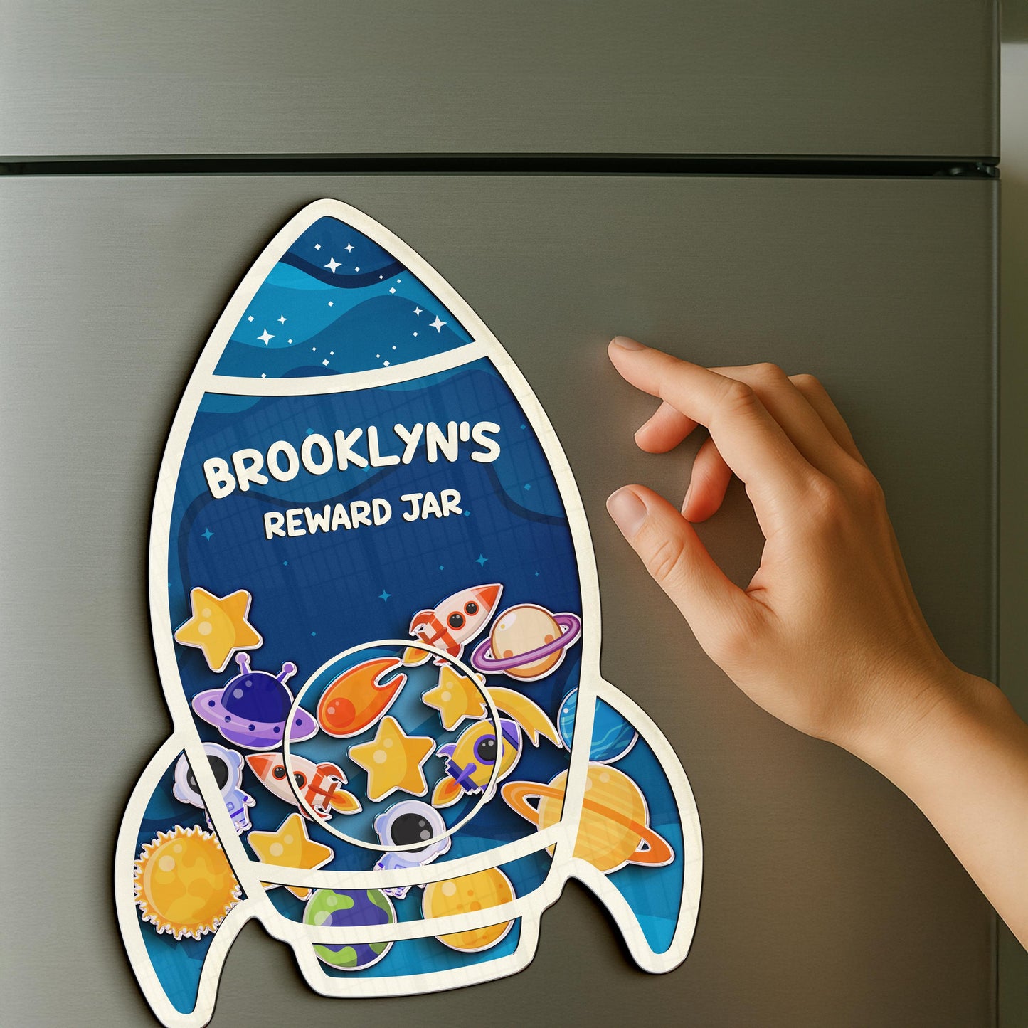 Custom Classroom Reward Jar For Teacher,Magnetic Reward Jar,Token Jar,Reward System,Back to School,Gift for Kids,Rocket Name Reward For Kids