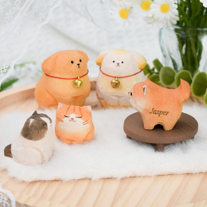 Handmade Wooden Puppy Figurine,Hand-Carved Wood Animal Figurines,Minimalist Dog Ornament,Home Decor,Birthday Gifts,Christmas Gifts