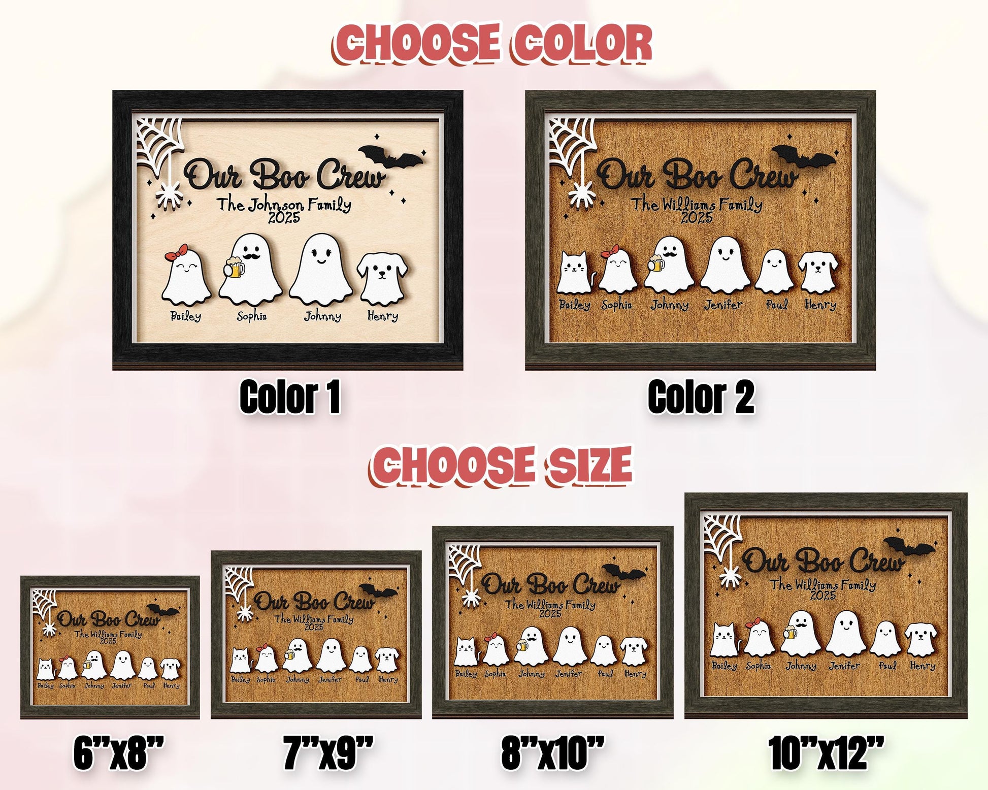 Personalized Ghost Family Wood Sign,Halloween Family Sign,Our Boo Crew,Boo Family,Cute Halloween Decor,Spooky Fanny Sign Farmhouse Decor