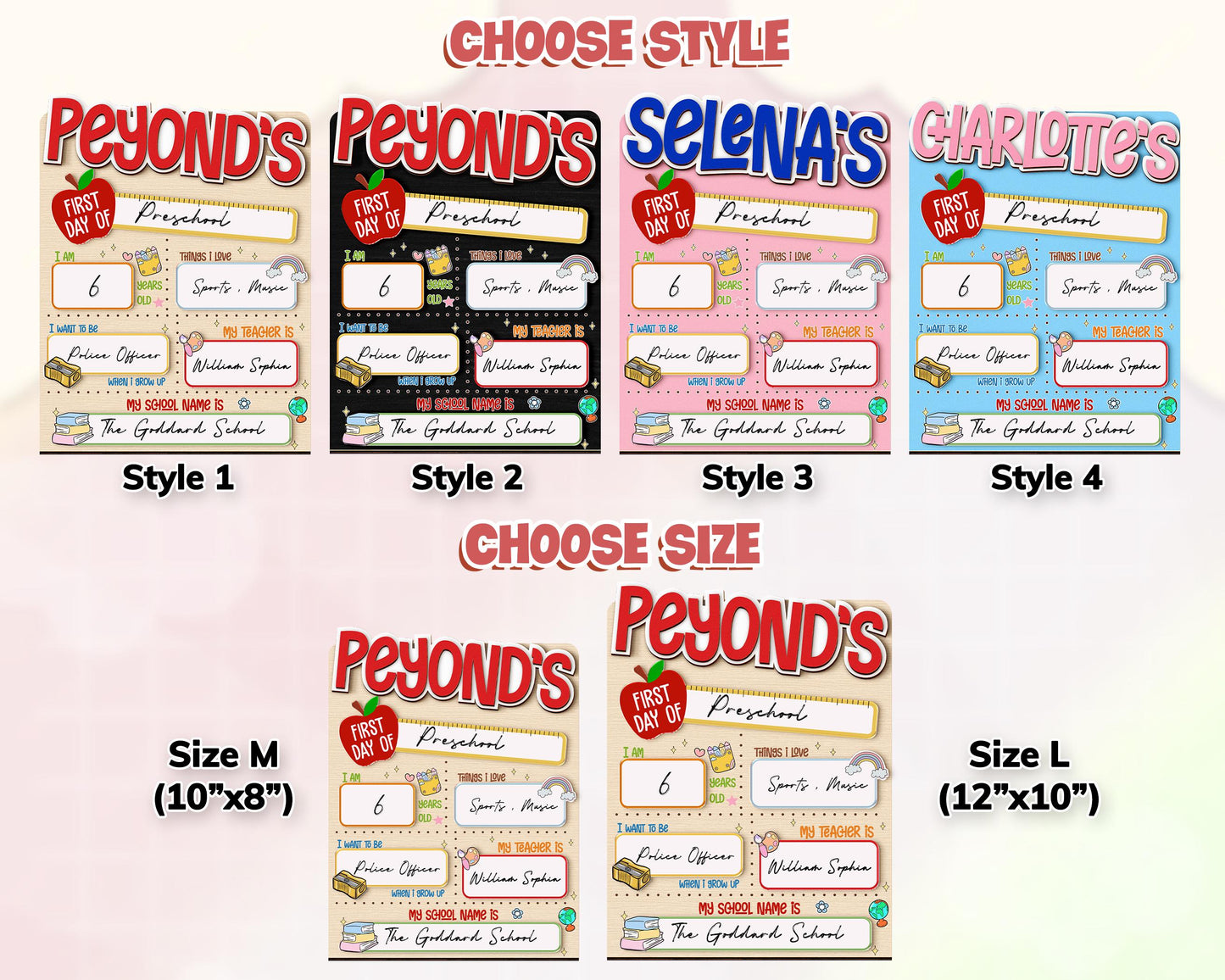 Custom First & Last Day School Sign,Back to School Board,Kindergarten 1st Day of School Dry Erase,First Day Wooden School Sign,Photo Prop