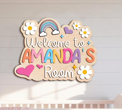 Personalized Girl Room Sign, Custom Kids Bedroom Sign With Name, Nursery Name Sign, Kid Room Sign, Girls 3D Welcome Sign, Birthday Gifts