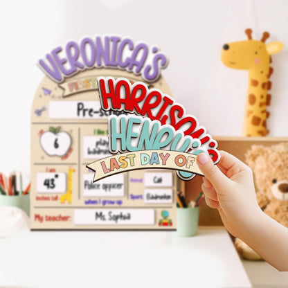 First and Last Day of School Sign,Interchangeable Reusable Back to School Board,Kindergarten 1st Day of School,First Day School Photo Prop
