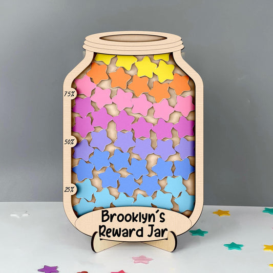 Custom Reward Jar with Tokens,Classroom Teacher Star Smile Jar,Reward System for Kids Behavior,Back to School Gift for Kid,Fridge Magnet