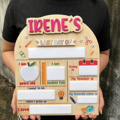 Custom First and Last Day Of School Sign, 1st Day of School Board, Custom Name Back To School Board, Reusable Back To School Dry Erase Sign