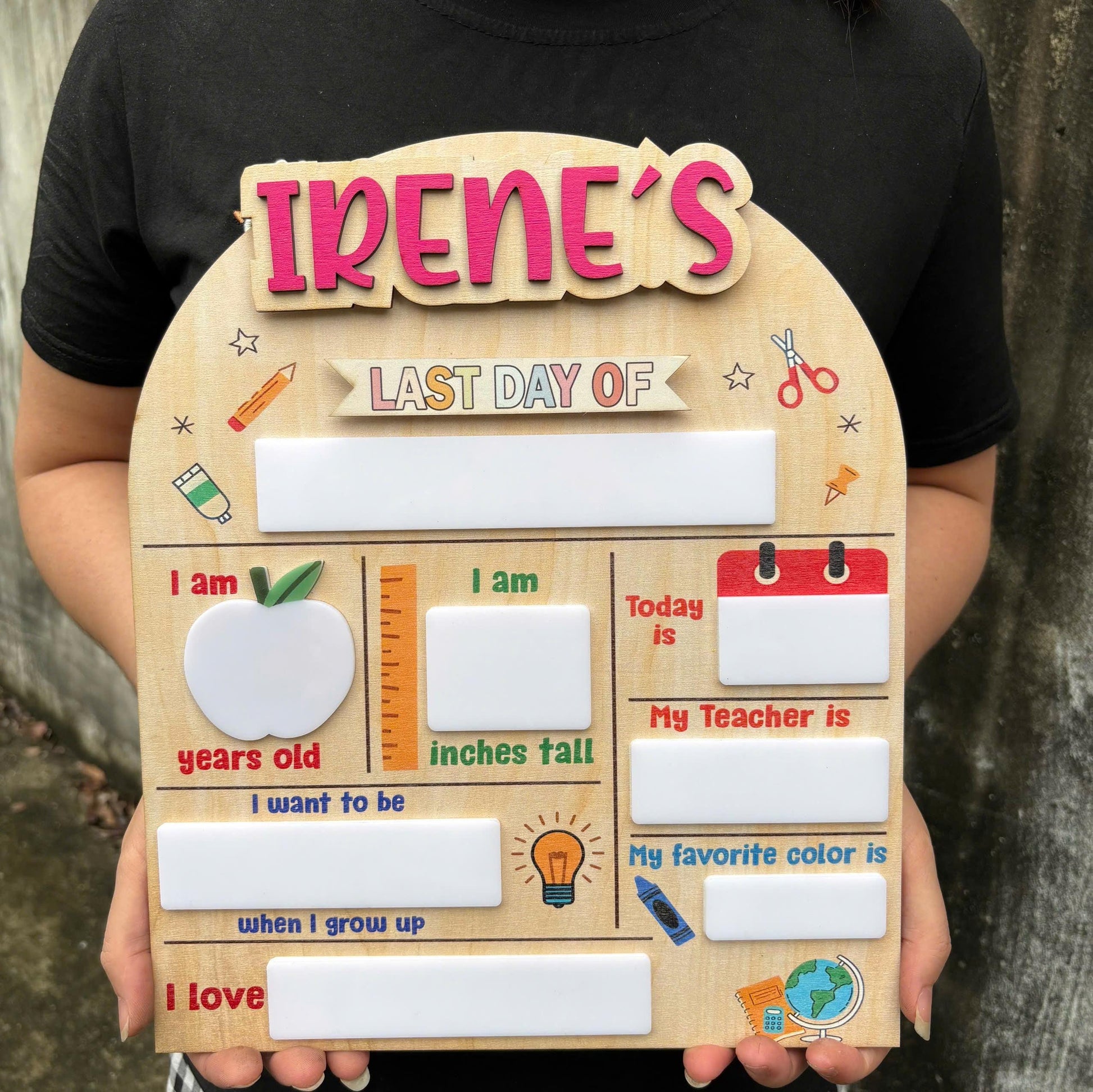 Personalized First Day Of School Sign, 1st Day Of School Sign, Dry Erase School Sign, Reusable Back To School Sign For Photos, School Board