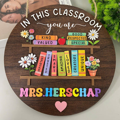 Customized Teacher 3D Door Sign, Teacher Door Hanger, Classroom Welcome Sign, Classroom Decor, Custom Teacher Name Sign, Teacher Wooden Sign