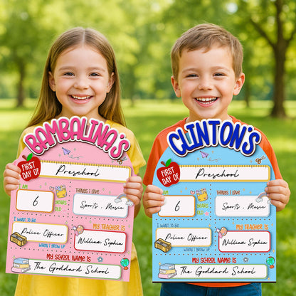 Custom First & Last Day School Sign,Back to School Sign,Kindergarten 1st Day of School Reusable,First Day Wooden School Board,Photo Prop