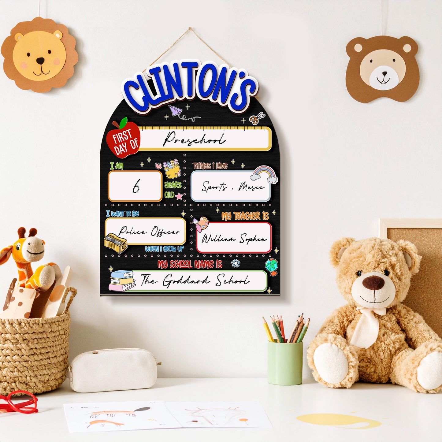 Custom First Day of School Sign,Interchangeable Back to School Sign,Preschool,Kindergarten 1st Day of School Board Reusable,Last Day School