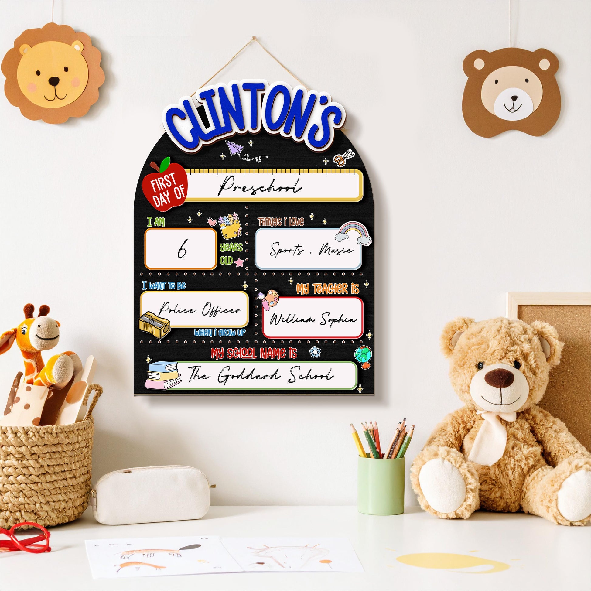 Custom First Day of School Sign,Interchangeable Back to School Sign,Preschool,Kindergarten 1st Day of School Board Reusable,Last Day School
