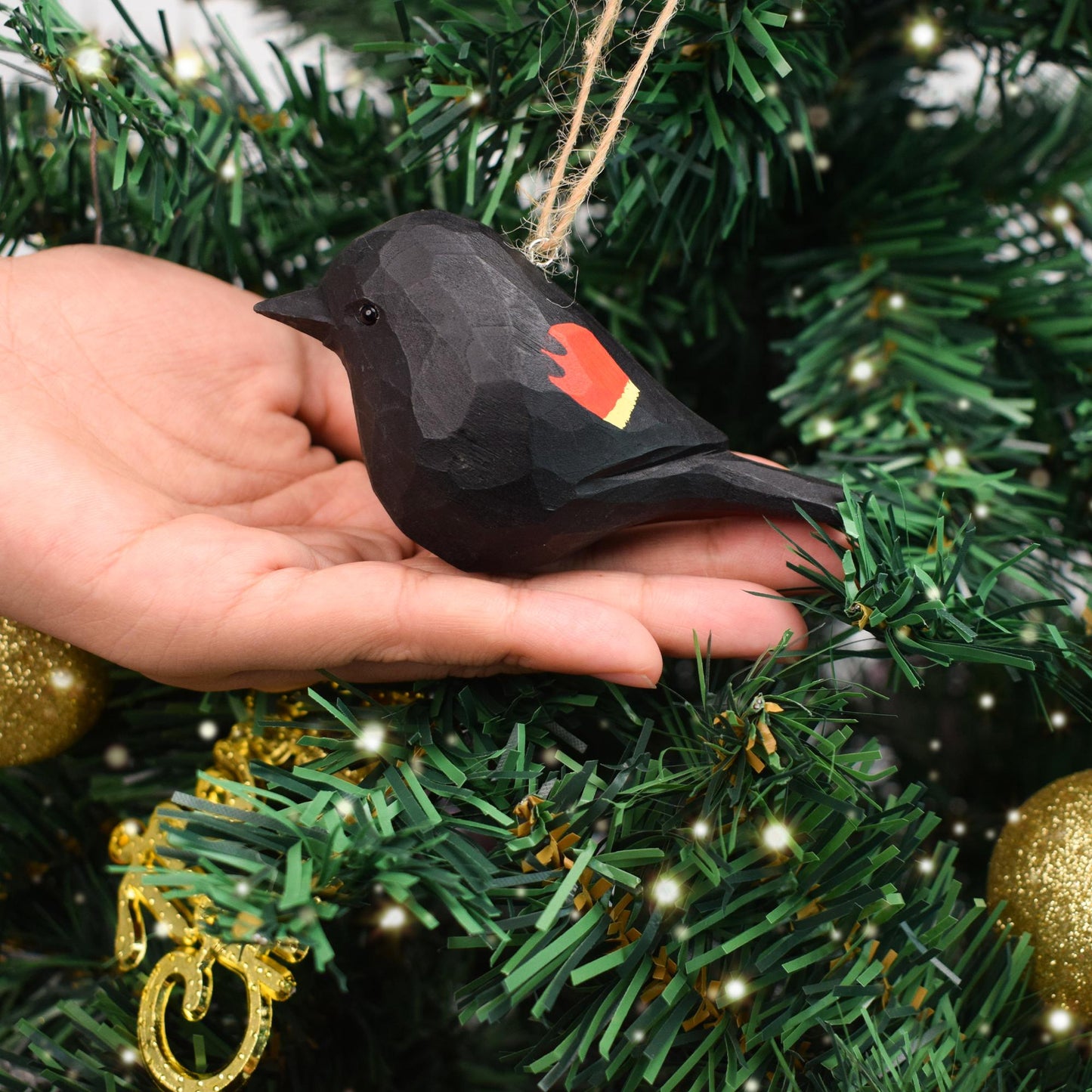 Handmade Wooden Cardinal Ornaments,Christmas Tree Decor,Chubby Birds Hanging ,Gift Bird lover