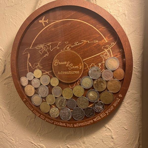 Coin Holder Travel  Box,Currency Display Box,Coin Collection Gift for Traveler,Travel Lover,Our Adventure,Travel Gift,Travel Money Holder