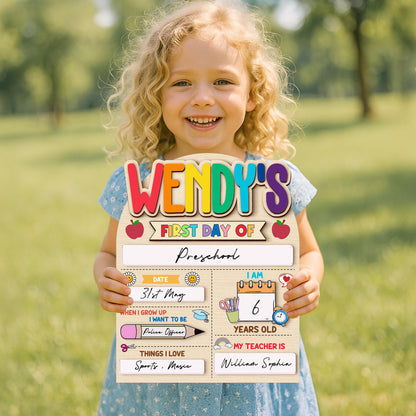 Custom First And Last Day School Sign,Preschool Back To School Dry Erase Sign,Kindergarten 1st Day of School,First Day School,School Board