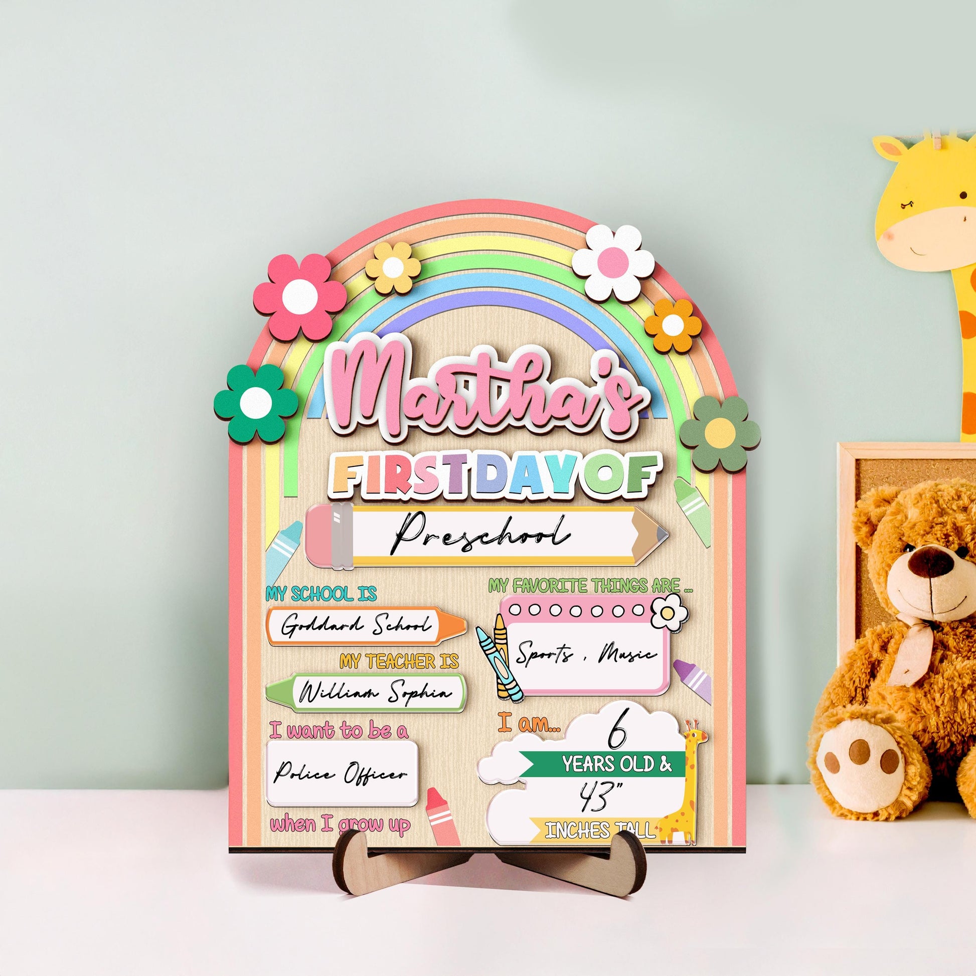 Personalized First Day School Sign, Back to School Sign, Kindergarten 1st Day of School Sign Reusable, Custom First Day School Sign