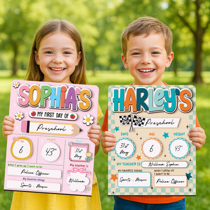 Custom First Day Of School Sign, Last Day of School Sign, Custom Name Sign, Preschool Back To School Dry Erase Sign, 1st Day of School Board