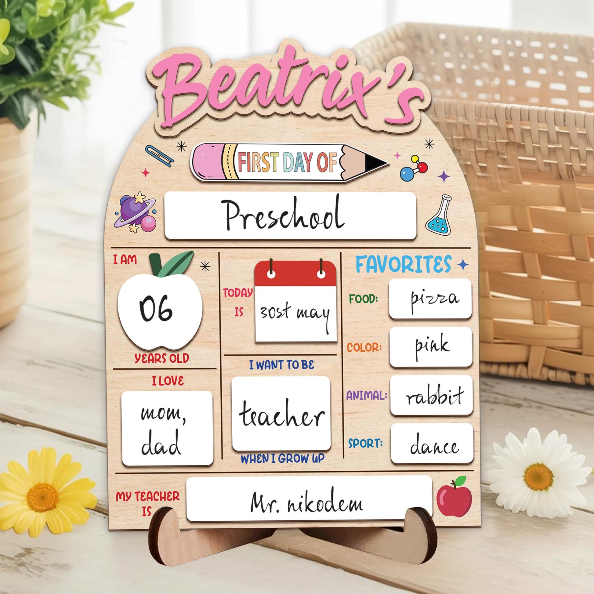 Custom 1st Day Of School Board, Custom First Day Of School Sign, Back to School Sign For Kids, First Day Of Kinder Pre K Sign, Student Gifts