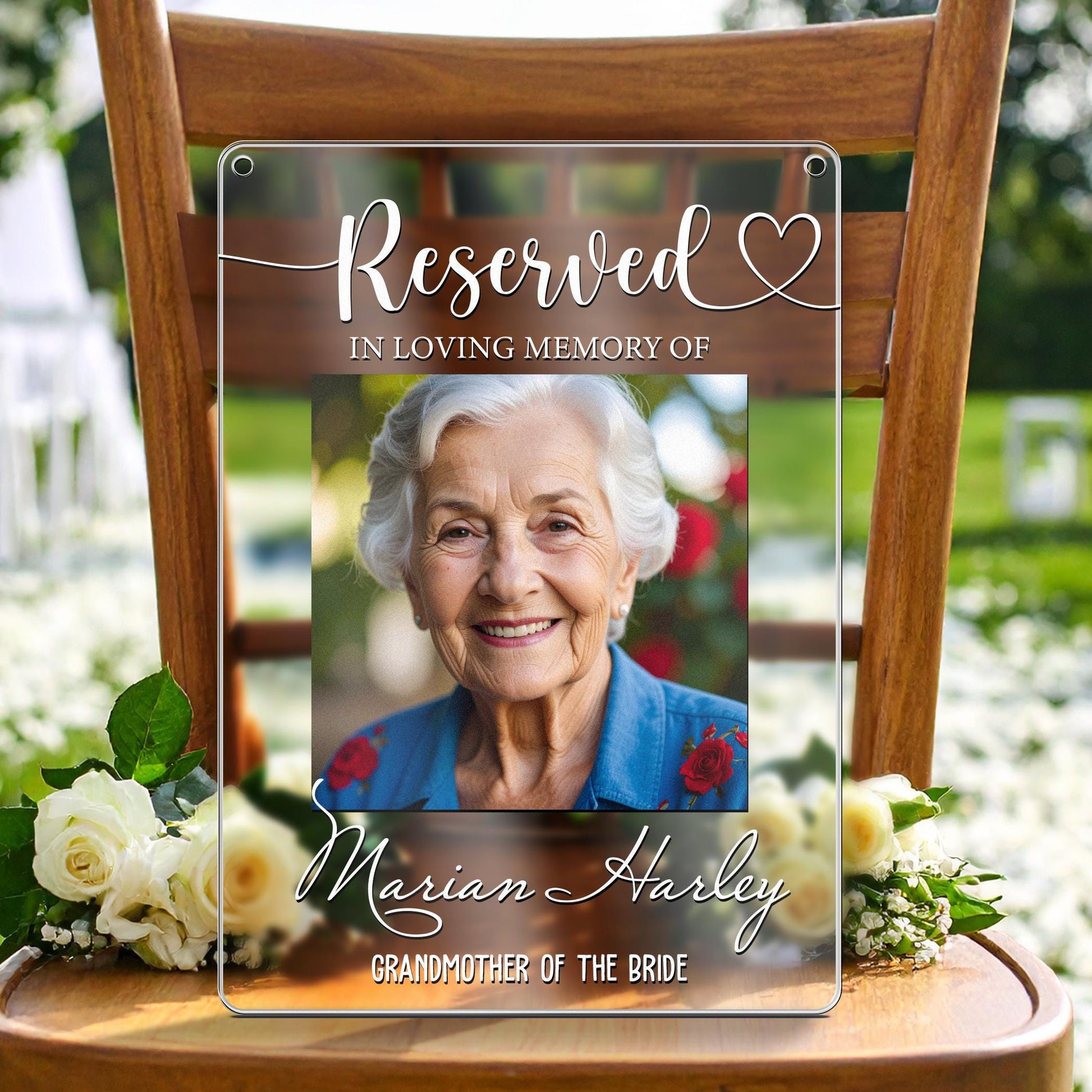 Reserved Memorial Sign,Wedding Memorial Chair Sign Hanging,Custom Memorial Plaque,In Loving Memory,Wedding Decor,Sympathy Gift,Remembrance