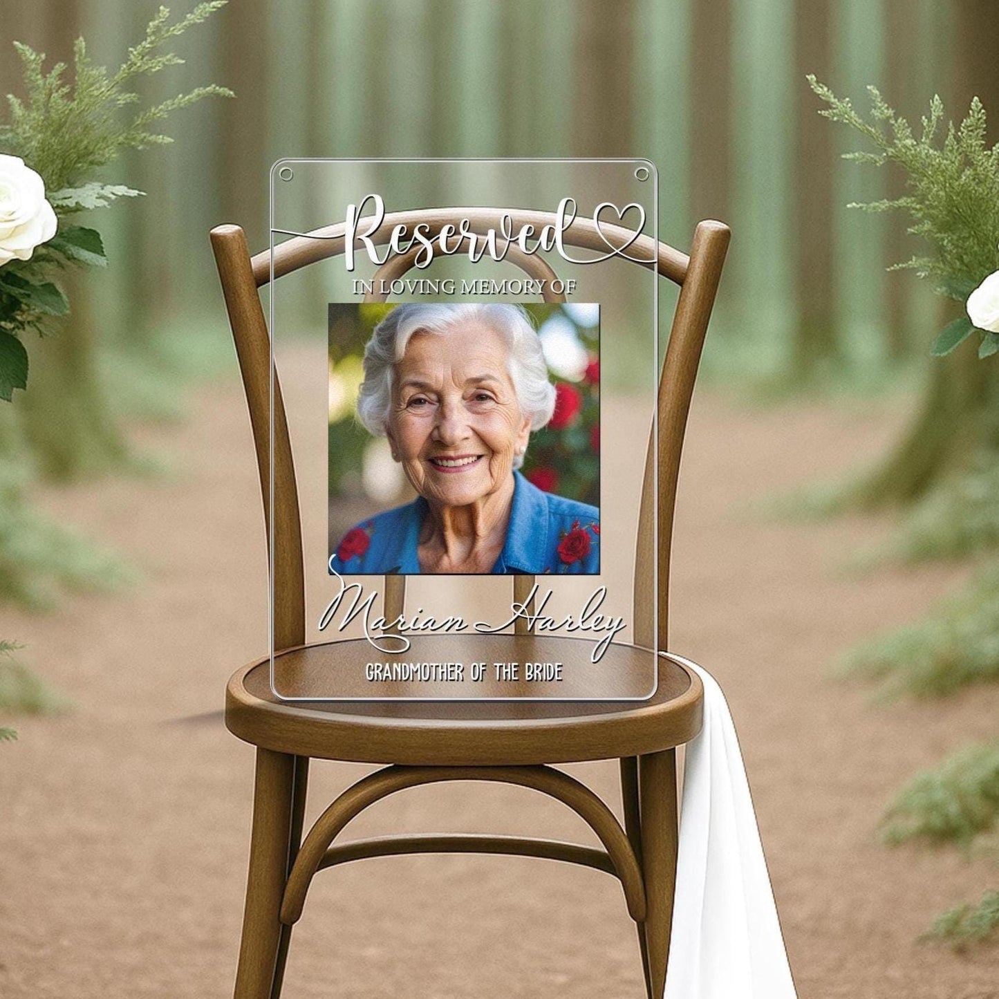 Reserved Memorial Sign,Wedding Memorial Chair Sign Hanging,Custom Memorial Plaque,In Loving Memory,Wedding Decor,Sympathy Gift,Remembrance