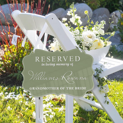 Reserved Wedding Memorial Chair Sign,Custom Memorial Wedding Sign,Wedding Chair Banner In Memory Of Loved Ones,Wedding Decor,Sympathy Gift