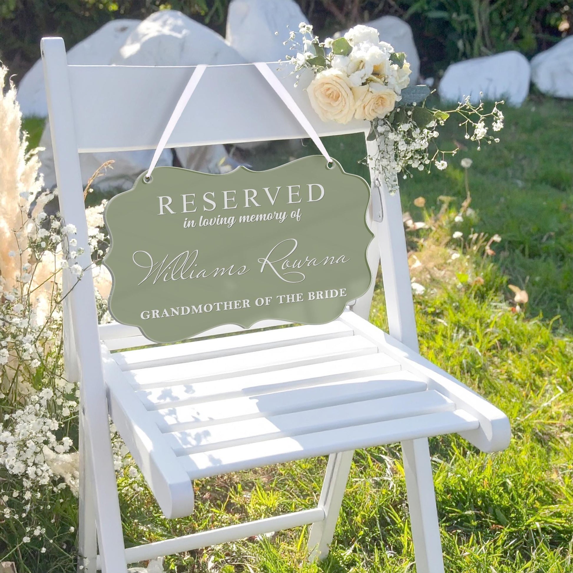 Reserved Wedding Memorial Chair Sign,Custom Memorial Wedding Sign,Wedding Chair Banner In Memory Of Loved Ones,Wedding Decor,Sympathy Gift