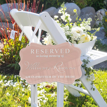 Reserved Wedding Memorial Chair Sign,Custom Memorial Wedding Sign,Wedding Chair Banner In Memory Of Loved Ones,Wedding Decor,Sympathy Gift