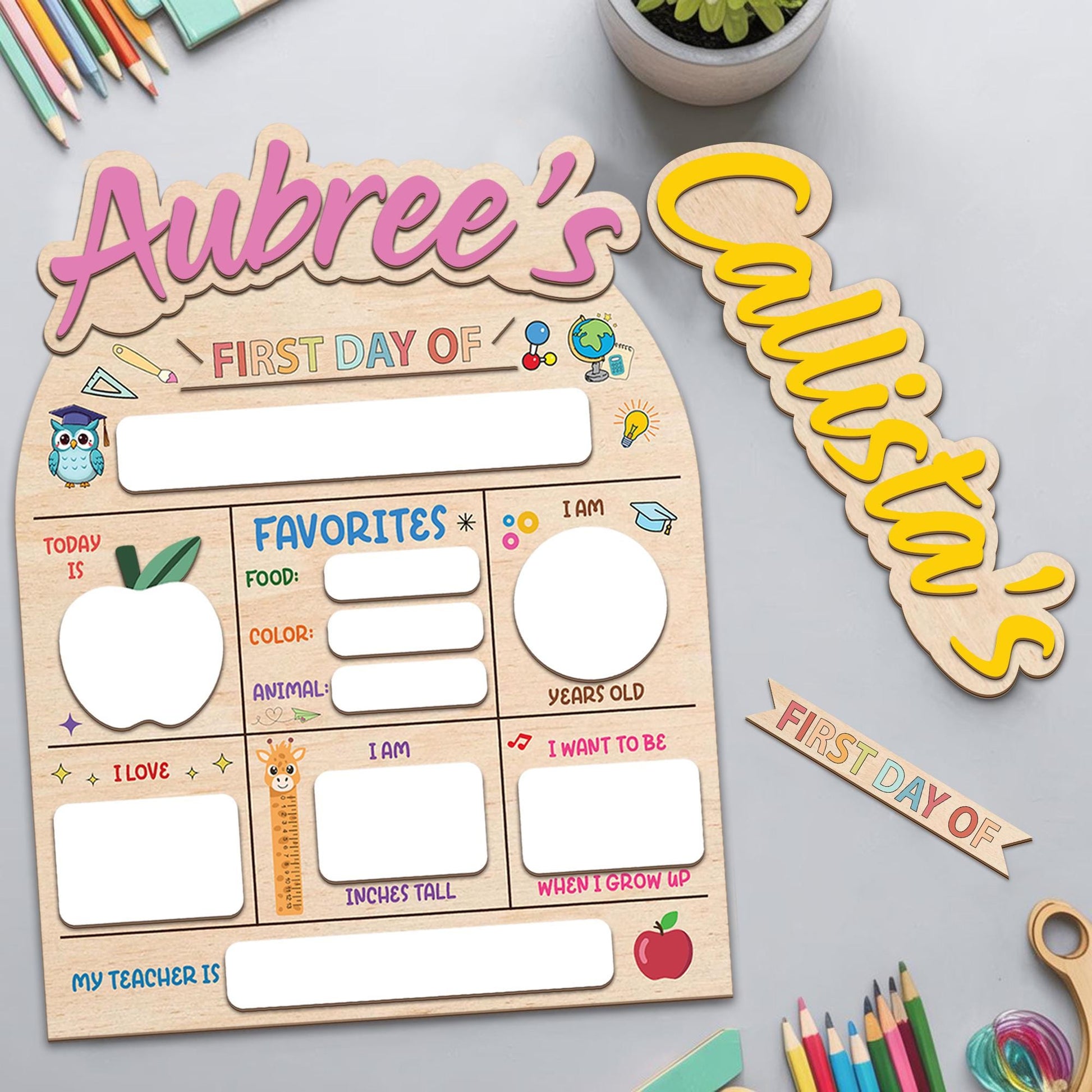 Personalized First And Last Day Of School Sign, Back to School Sign For Photos, Custom Name 1st Day Of School Board, 1st Day Of School Signs