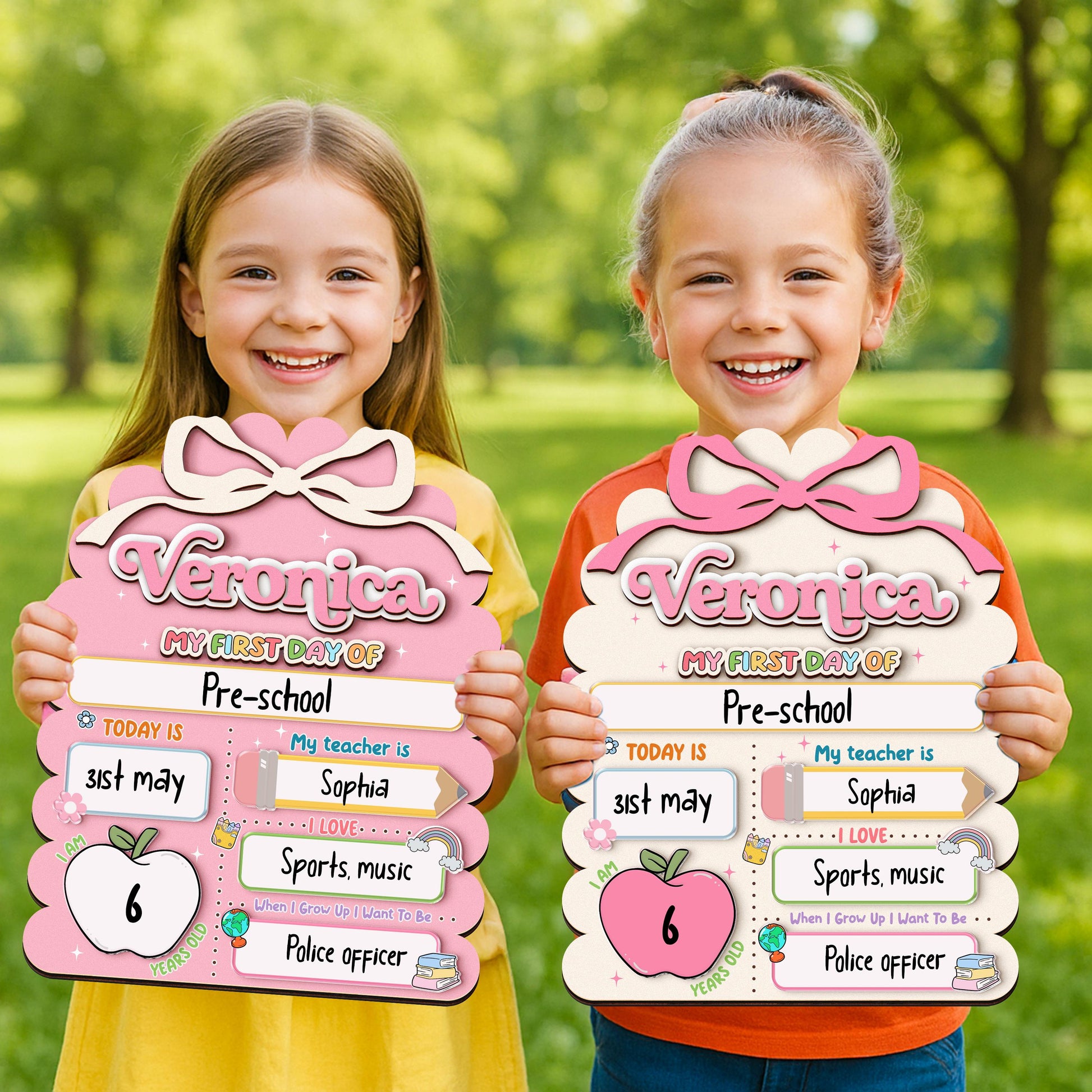 Personalized First Day School Sign,Back to School,Preschool,Kindergarten 1st Day of School Sign Reusable,First Day of School Board,Name Sign