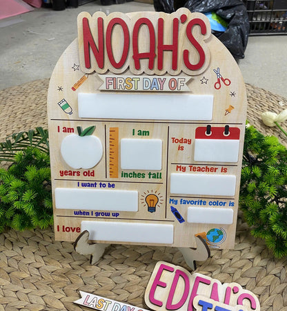 Personalized First Day Of School Sign, Back to School Board, Custom 1st Day Of School Board, Kindergarten Preschool 1st Day Of School Sign