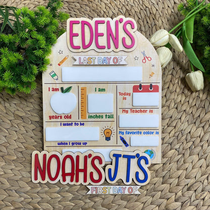 Personalized First Day Of School Sign, Back to School Board, Custom 1st Day Of School Board, Kindergarten Preschool 1st Day Of School Sign