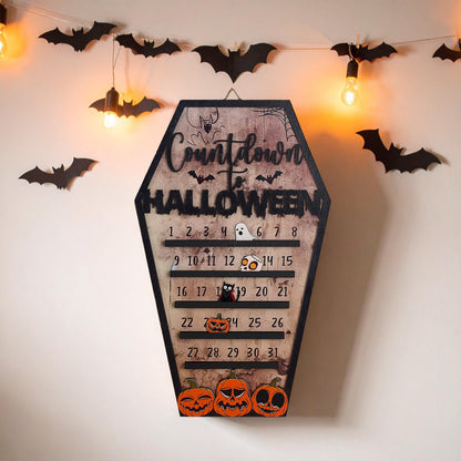 Haunted House Halloween Countdown,Spooky Calendar Sign,Coffin Halloween Decor,Moveable Ghost,Days Till Halloween Gift,Coffee Bar Decor