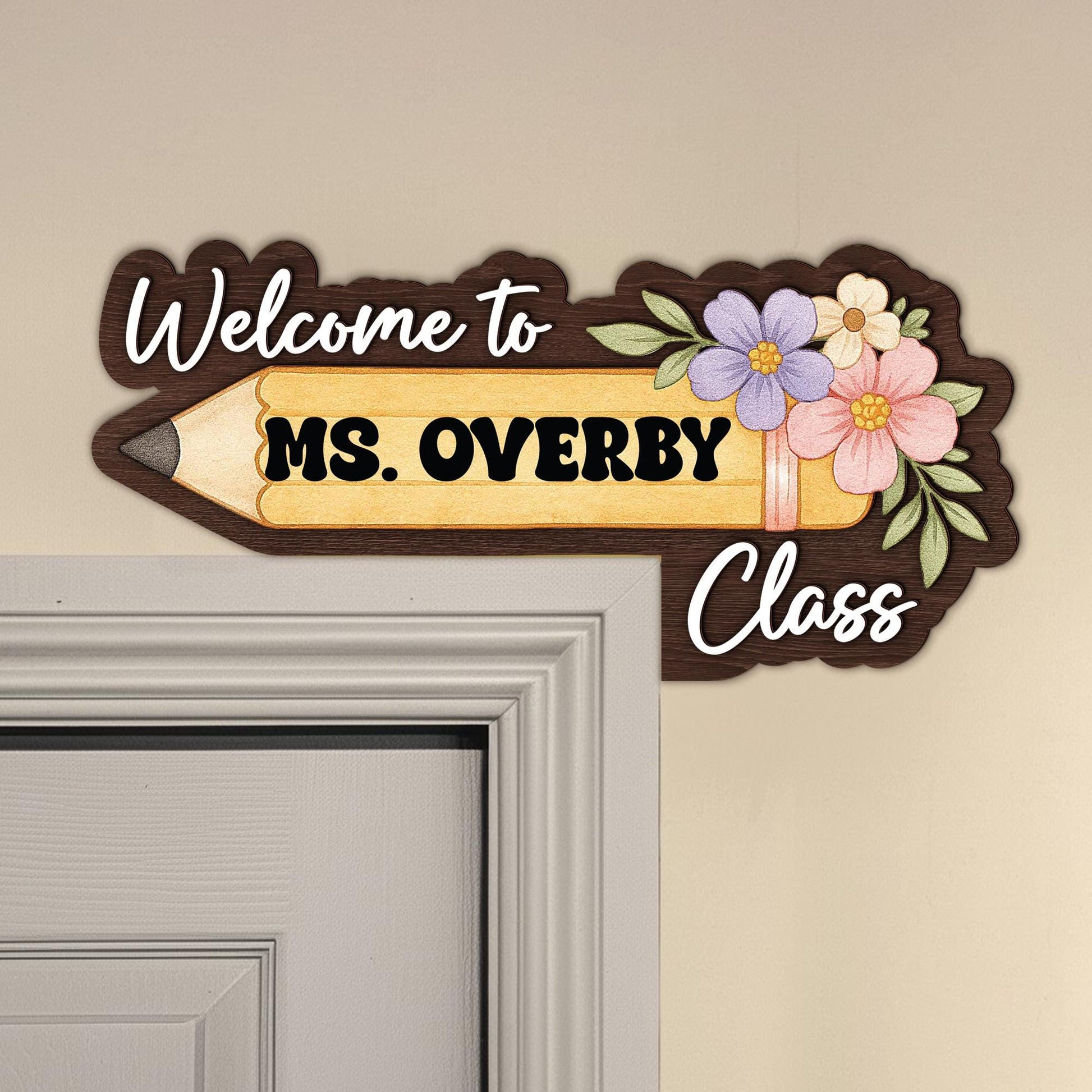 Customize Teacher 3D Doorframe Corner Sign, Teacher Pencil Door Corner Sign, Classroom Decor, Custom Teacher Doorframe Sign, Teacher Gifts