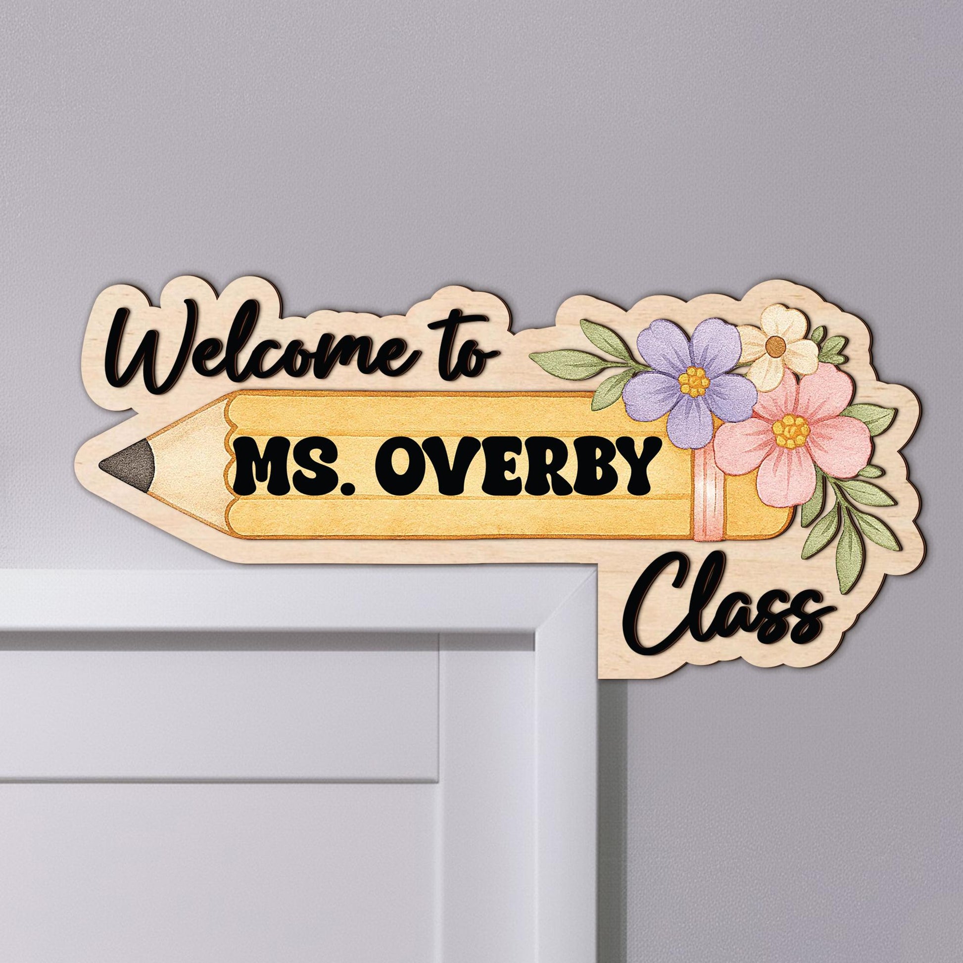 Customize Teacher 3D Doorframe Corner Sign, Teacher Pencil Door Corner Sign, Classroom Decor, Custom Teacher Doorframe Sign, Teacher Gifts
