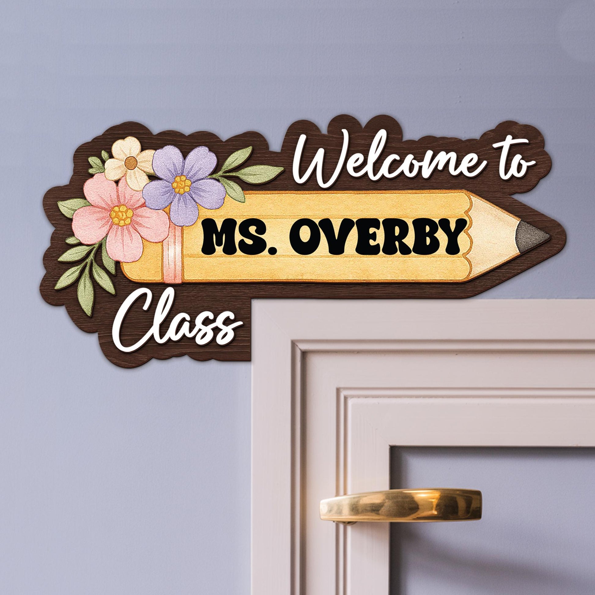 Customize Teacher 3D Doorframe Corner Sign, Teacher Pencil Door Corner Sign, Classroom Decor, Custom Teacher Doorframe Sign, Teacher Gifts